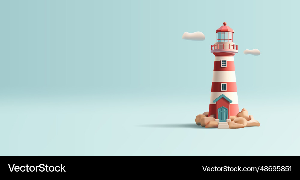 3D Render of a Lighthouse Vector Image