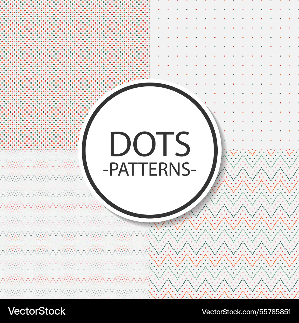 Decorative patterns with dots in different colors Vector Image