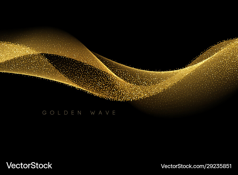 Golden Wave Glitter Effect Vector Image