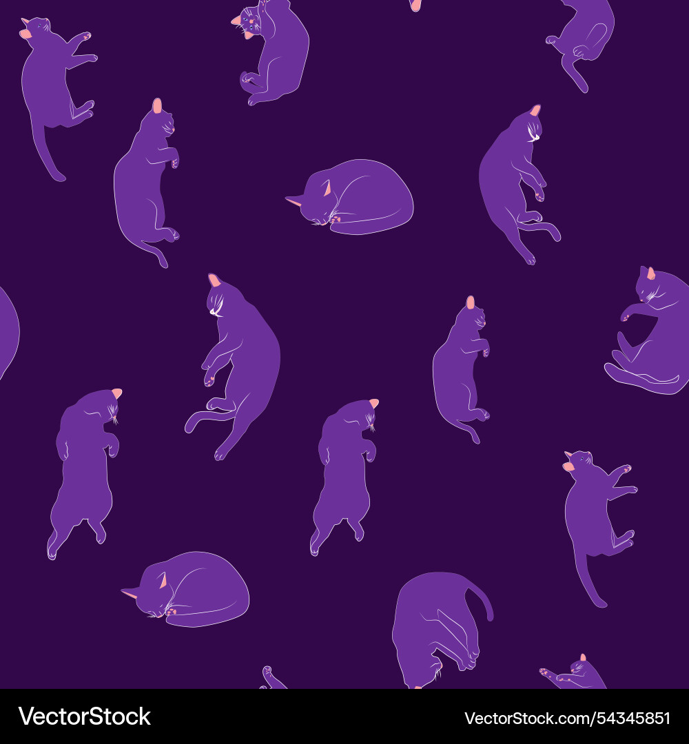 Mystical seamless pattern of cats in boho style Mystical seamless pattern of cats in boho style Vector Image