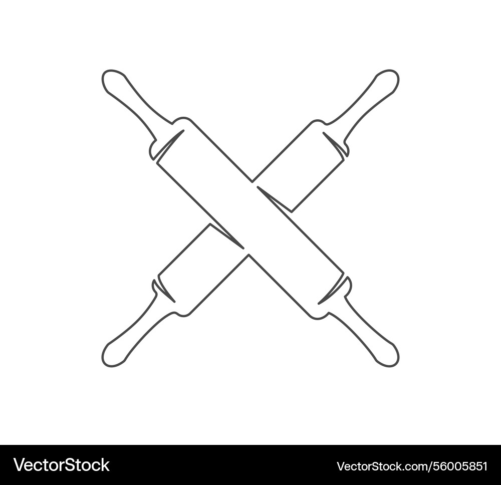 Rolling pins continuous one line icon isolated vector image