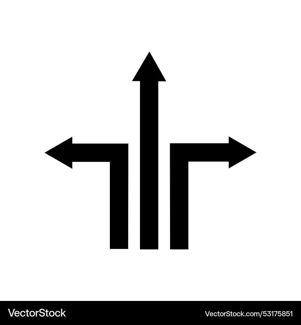 Three way direction arrow stock image Vector Image