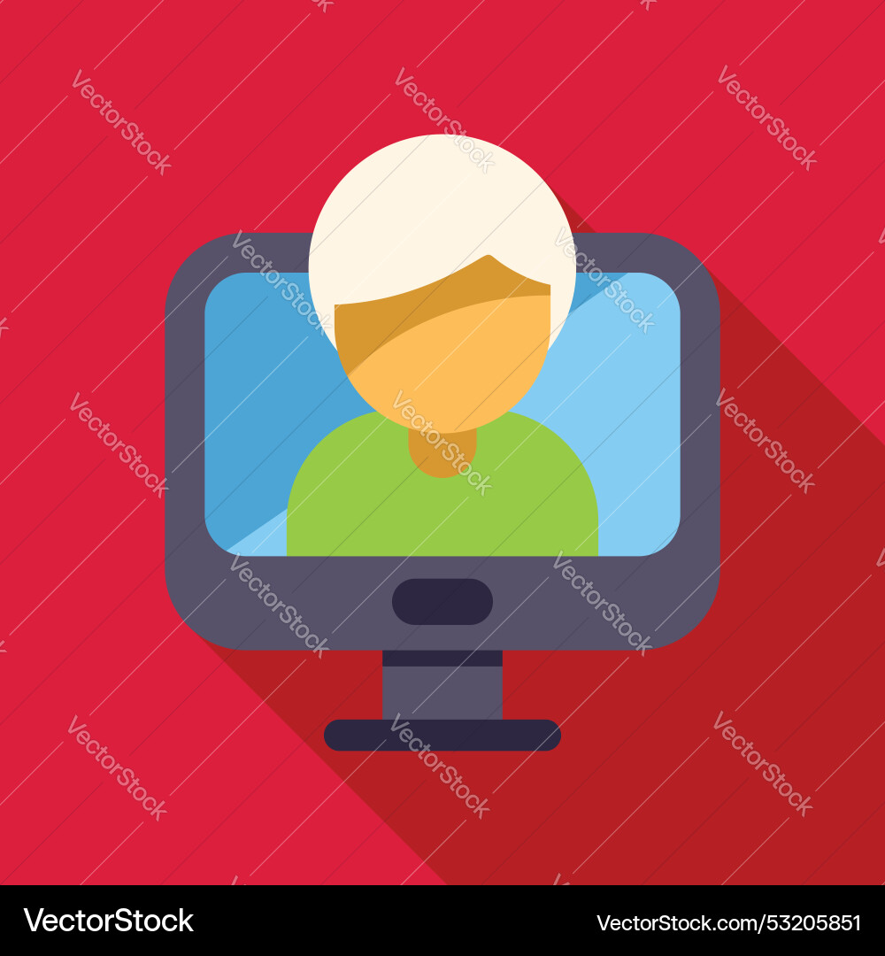 Young man having video call using desktop computer Young man having video call using desktop computer Vector Image