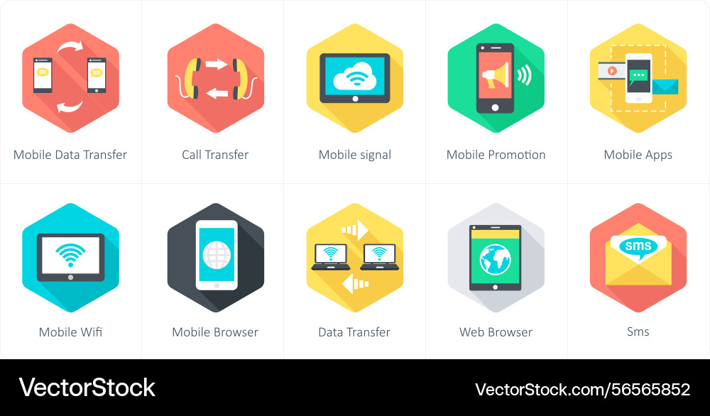 A set of 10 communication icons as mobile data vector image