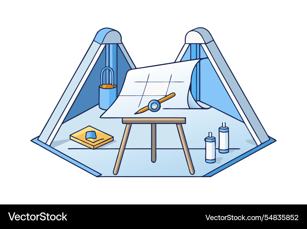 Blueprint drafting scene featuring precision Vector Image
