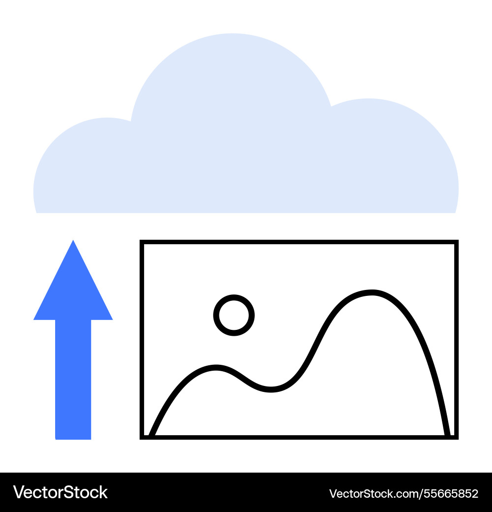 Cloud storage upload concept with arrow and image Cloud storage upload concept with arrow and image vector image