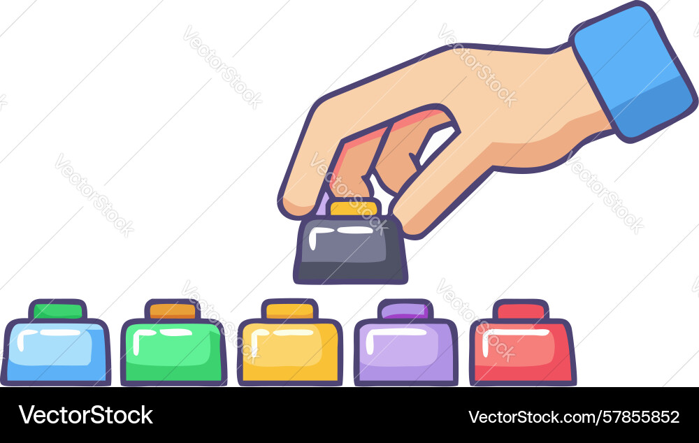 Hand placing block on digital path smart Vector Image