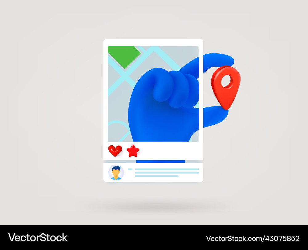 Internet message with hand navigation pin 3d vector image
