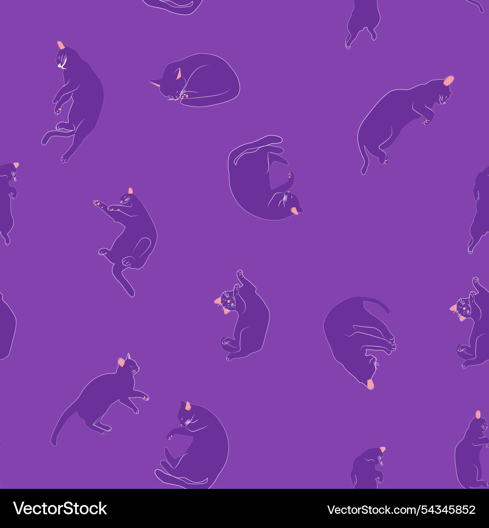 Mystical seamless pattern of cats in boho style Vector Image