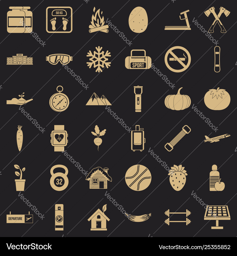 Pot icons set simple style Vector Image
