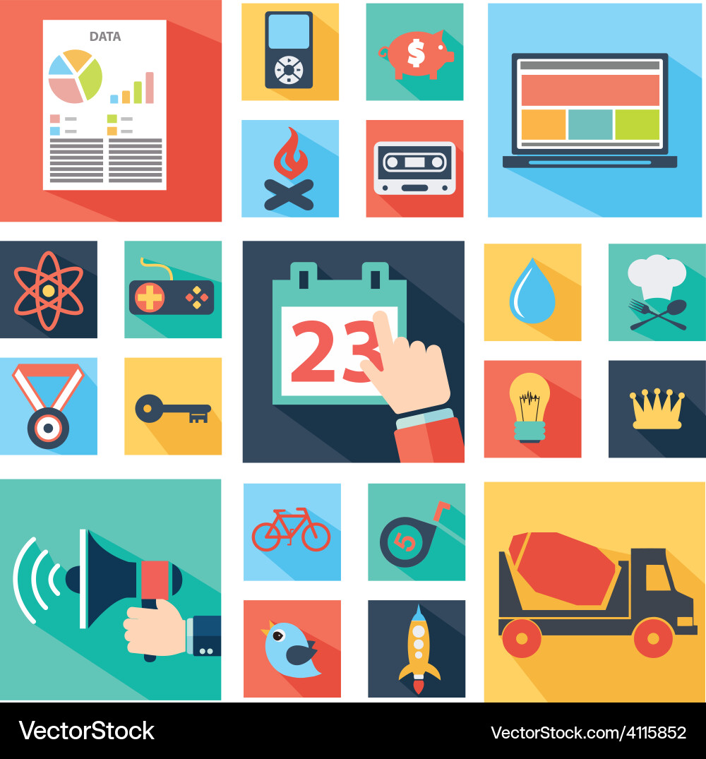 Web design and technology icons vector image