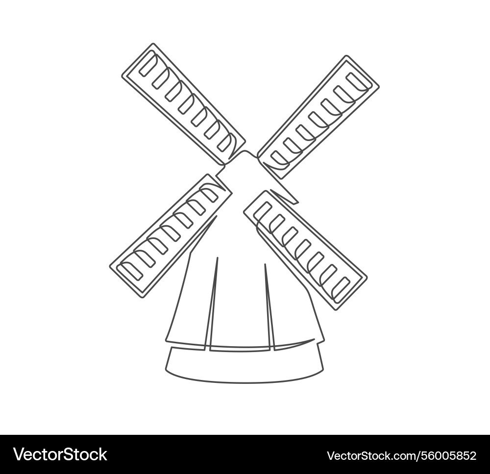 Windmill continuous one line icon isolated Vector Image