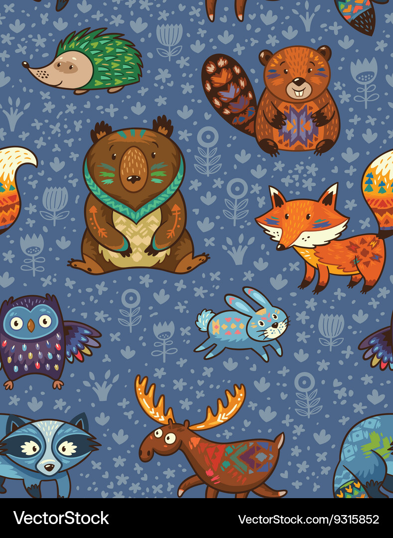 Woodland Animal Pattern Vector Image