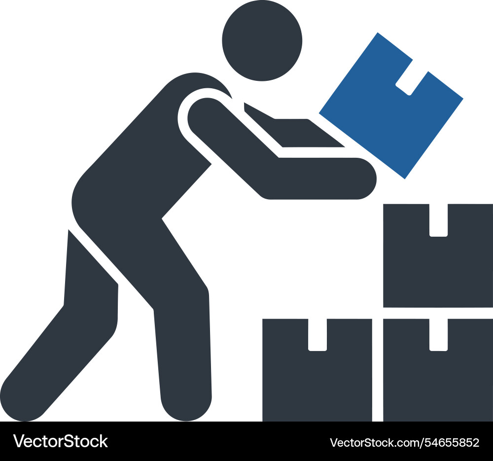 Worker stacking boxes icon vector image
