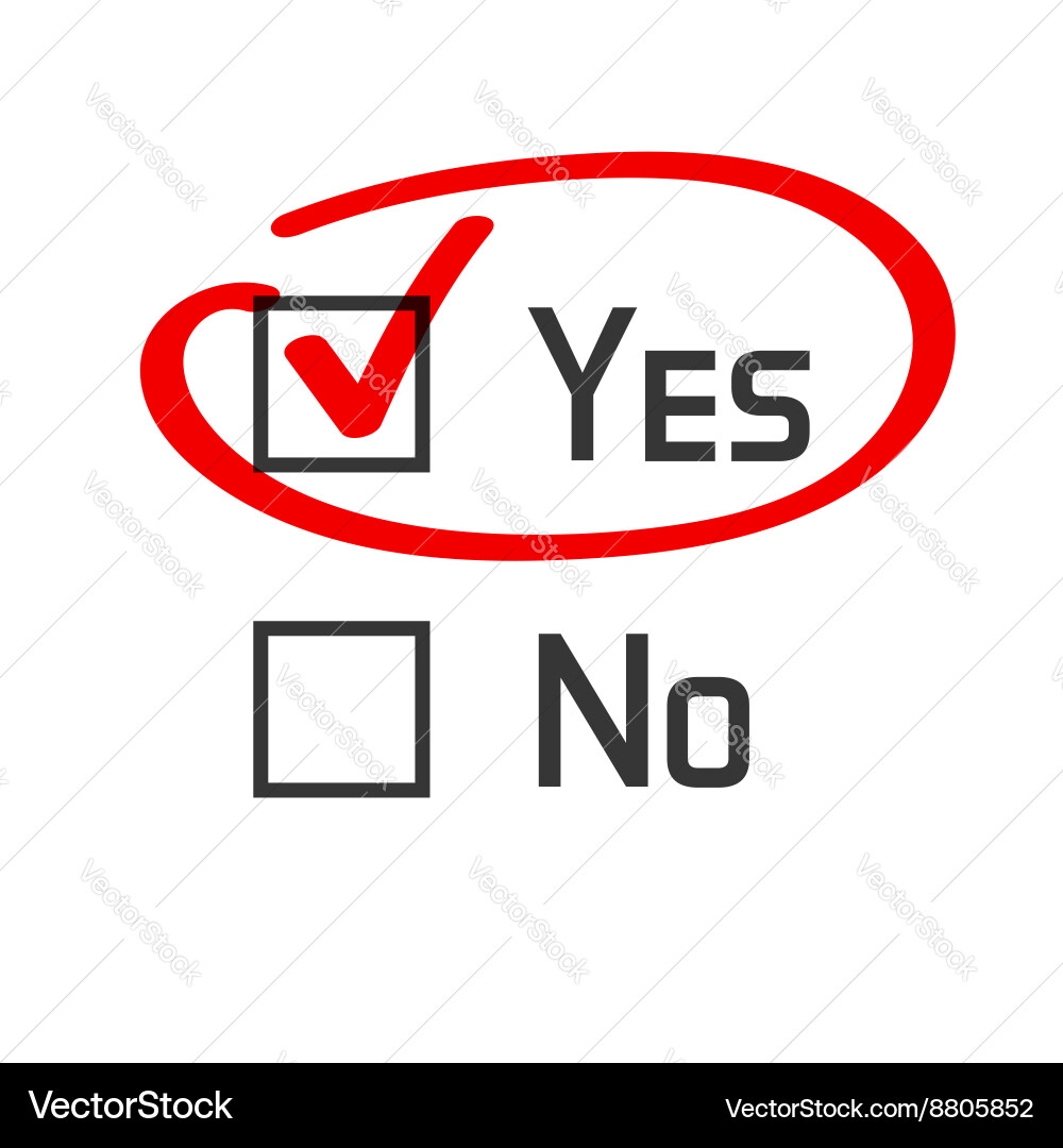 Yes No Checkbox with Red Marker vector image