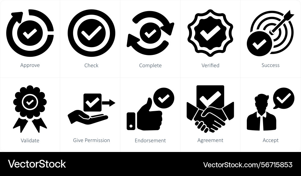 A set of 10 checkmark icons as approve check Vector Image