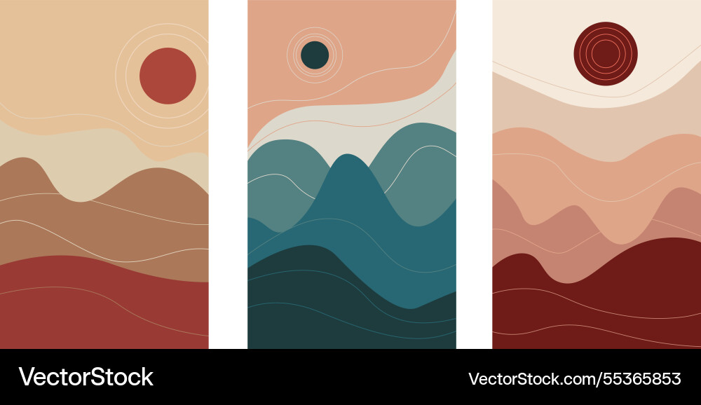 Abstract boho landscape art with layers patterns Abstract boho landscape art with layers patterns Vector Image