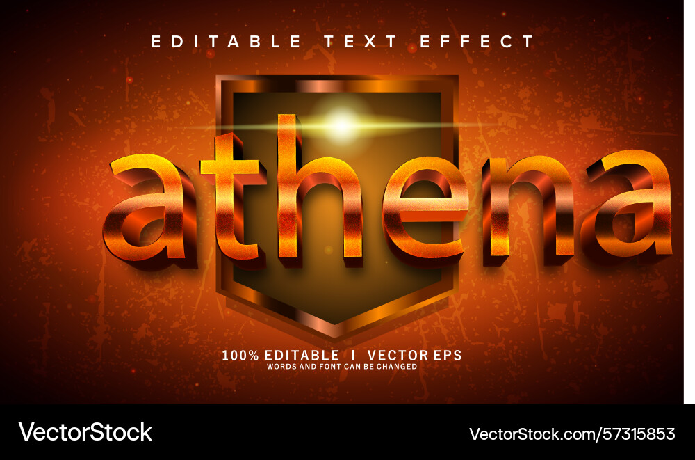 Athena 3d text effect with modern style design Athena 3d text effect with modern style design vector image