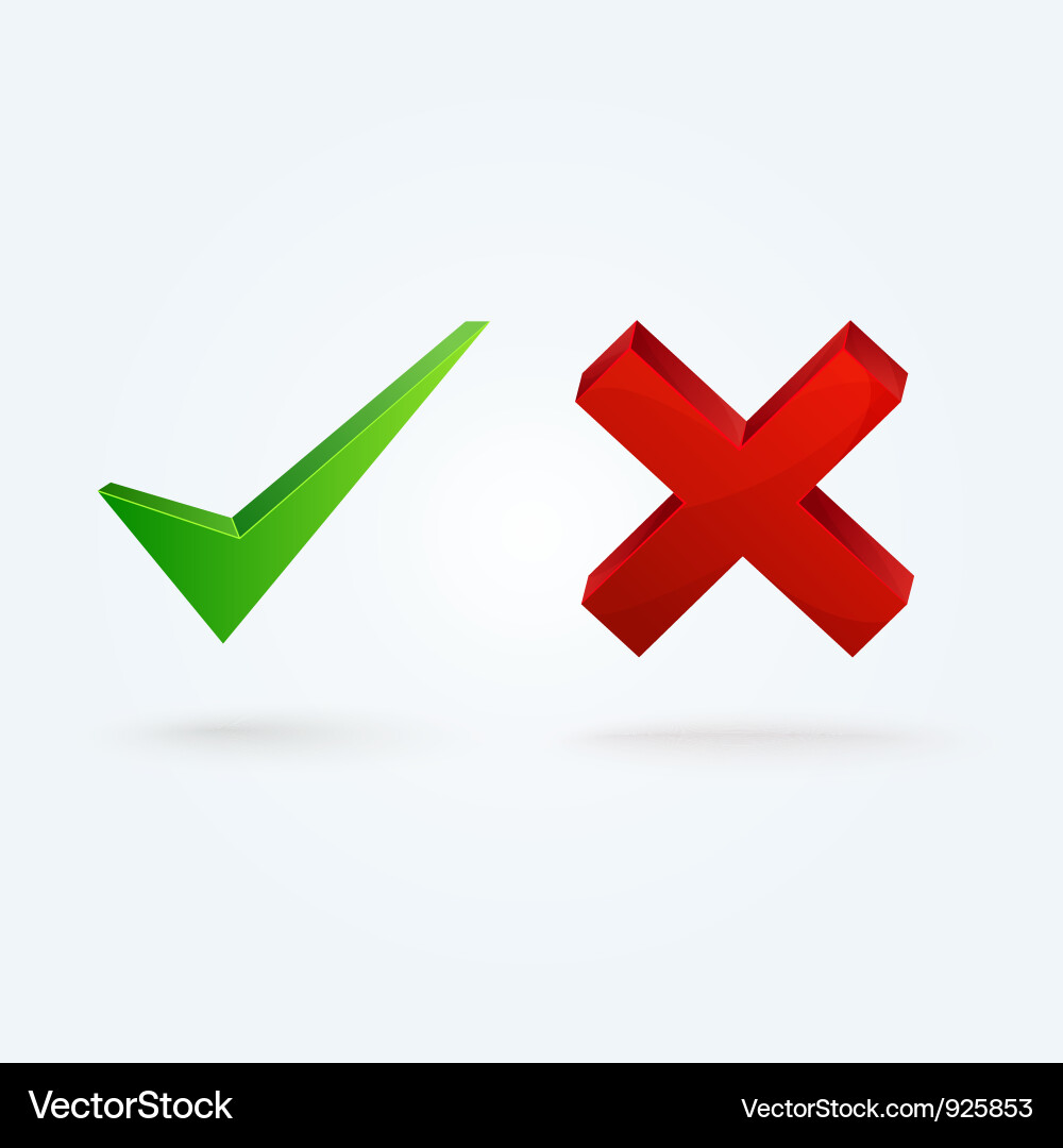 Check and Xmark Validation Icons Vector Image