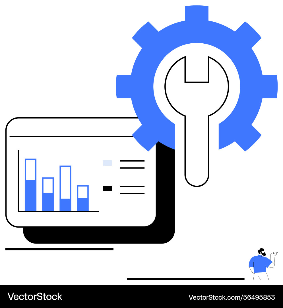 Data analysis and tool configuration with gear Data analysis and tool configuration with gear vector image