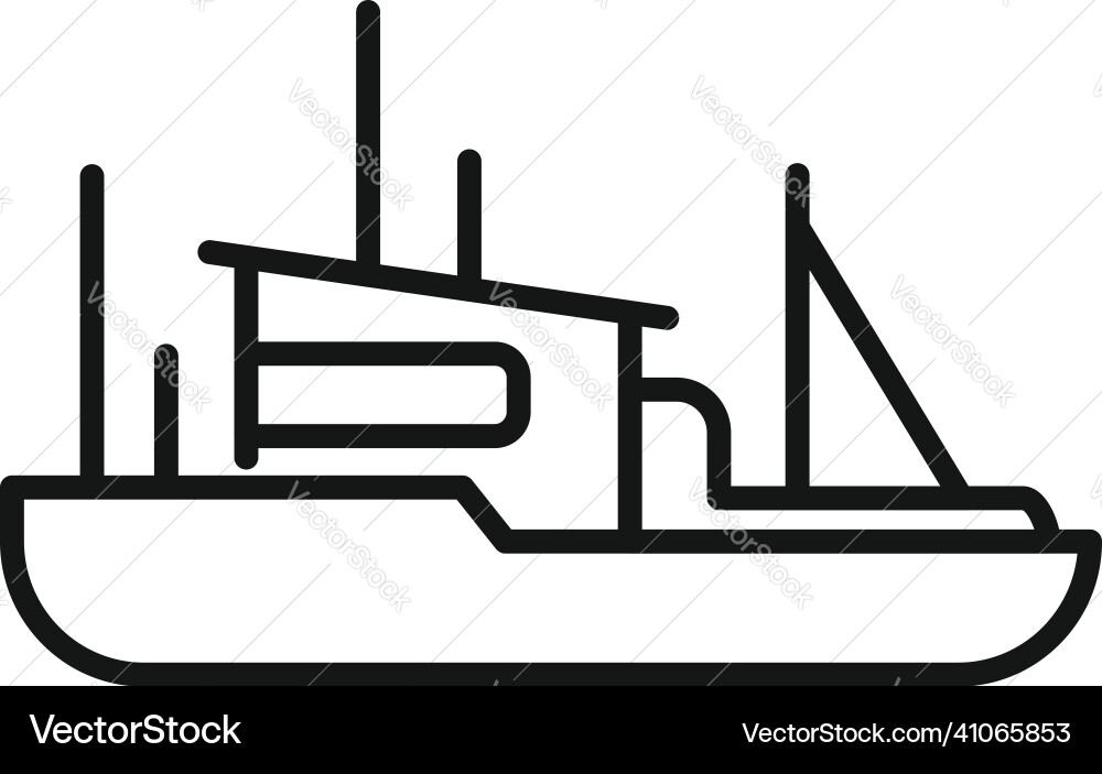 Fishing boat icon outline fish ship vector image