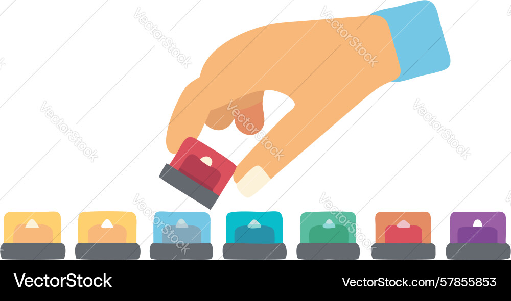 Hand connecting colorful digital blocks network Vector Image