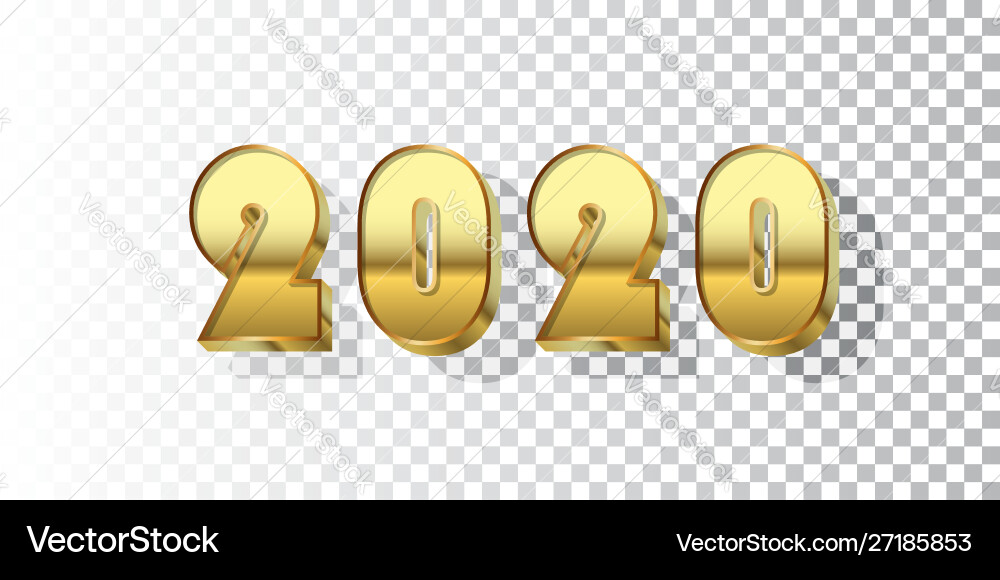 Happy new year 2020 gold 3d number isolated white Happy new year 2020 gold 3d number isolated white vector image