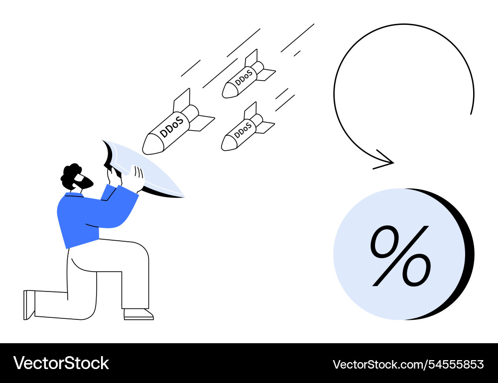 Man shielding himself from incoming ddos attacks Man shielding himself from incoming ddos attacks vector image