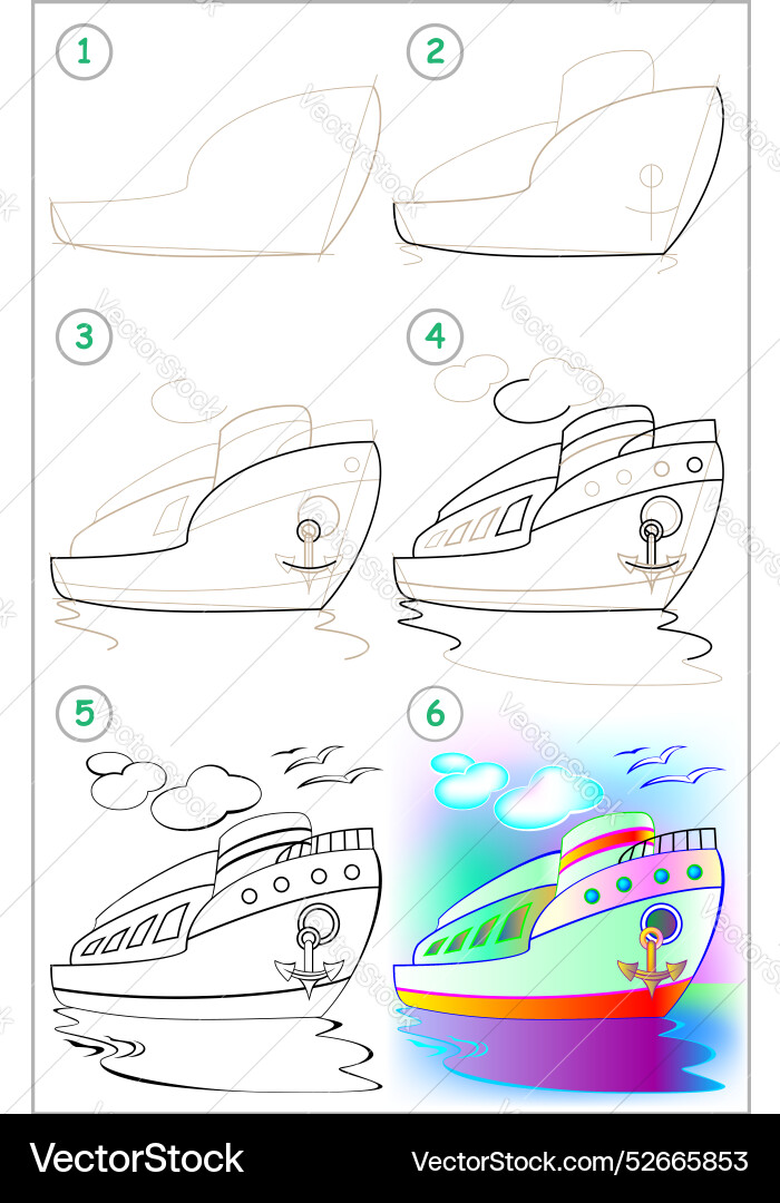 Page shows how to learn step by draw Page shows how to learn step by draw vector image