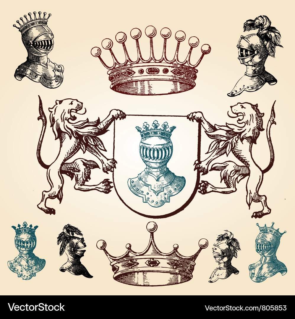 Shield design set with various shapes Vector Image