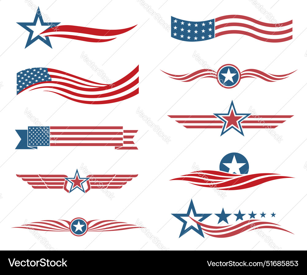USA Flag Elements & Icons vector image
