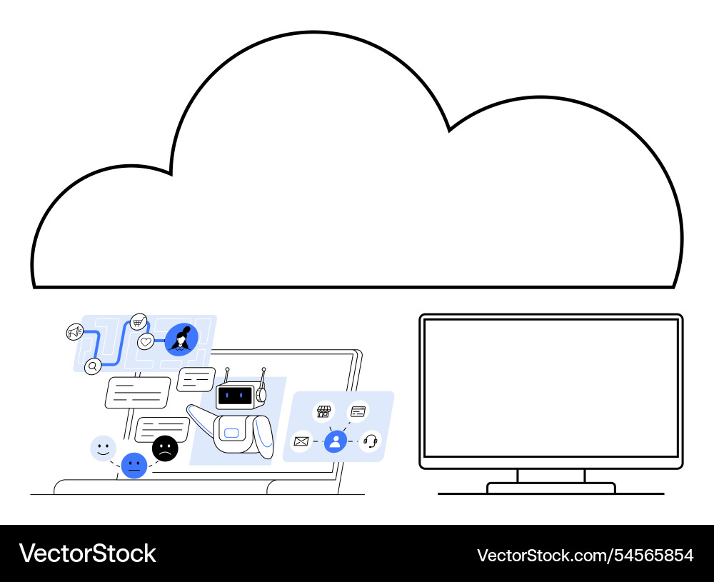 Cloud Computing-Technologie mit ai und Workflow Cloud Computing-Technologie mit ai und Workflow vektorbild