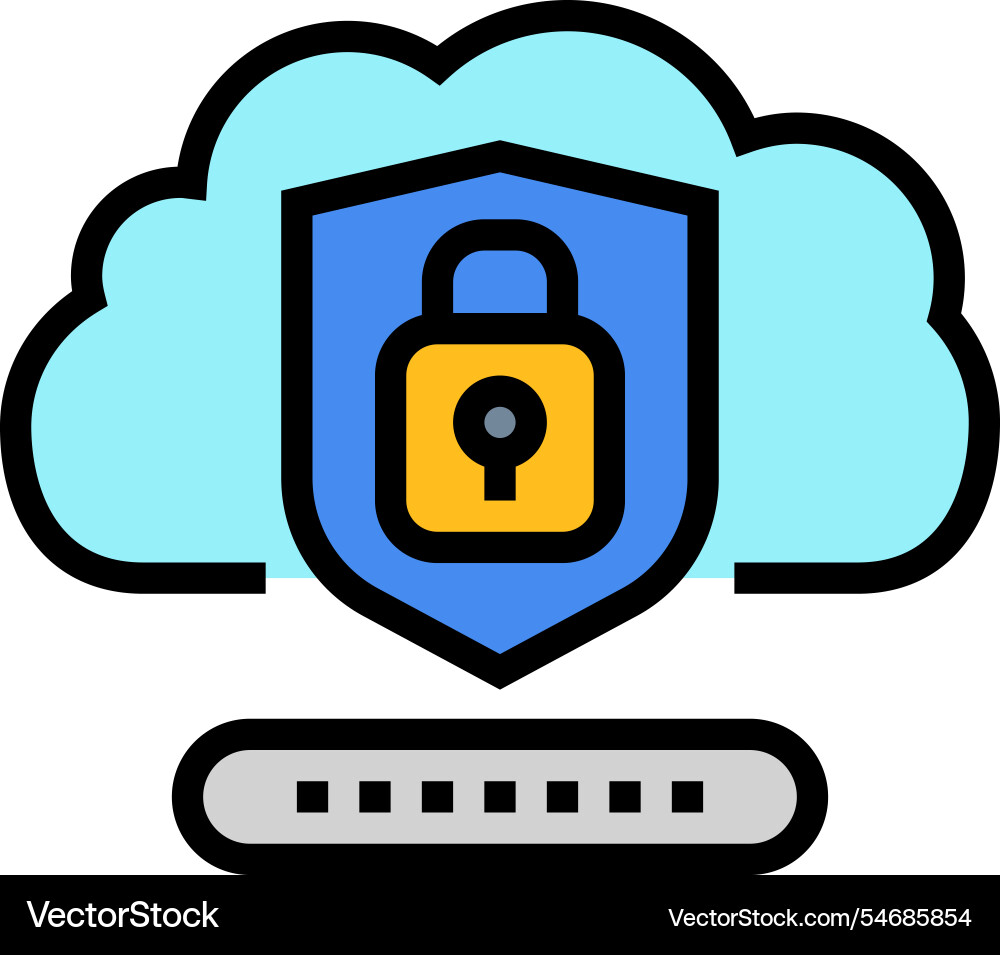 Security lock cloud computing color icon Security lock cloud computing color icon vector image