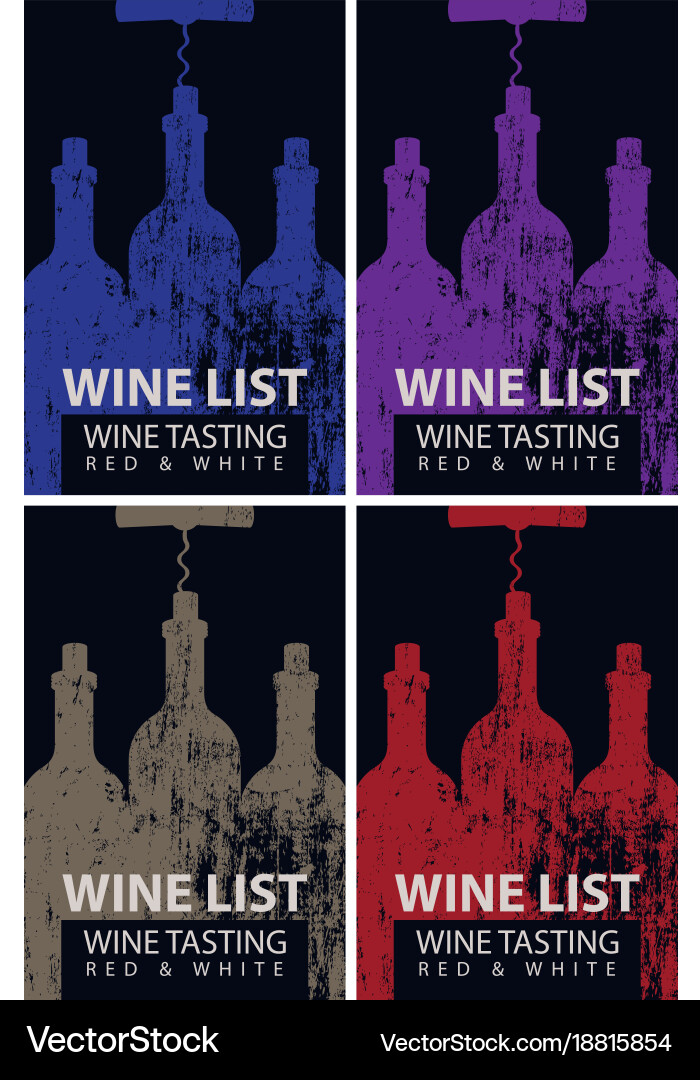 Wine list for tasting with bottles and corkscrew vector image