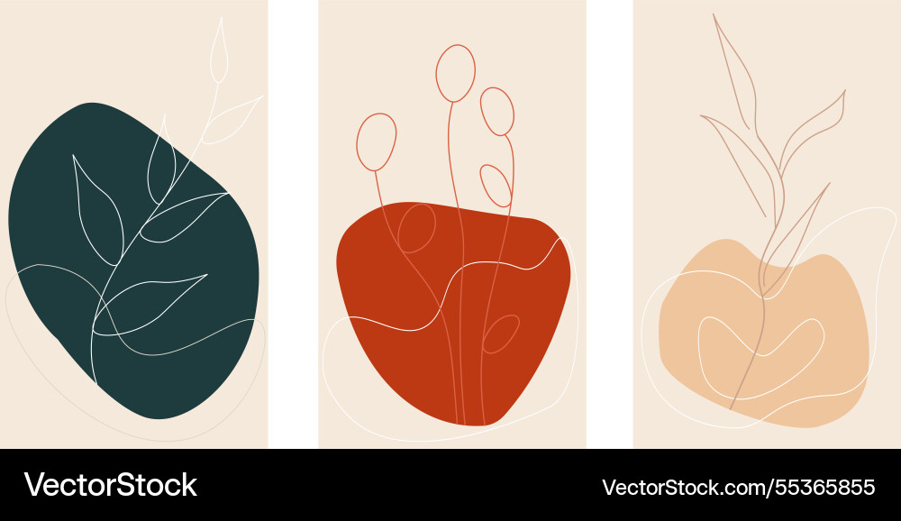 Minimalist boho abstract botanic set Minimalist boho abstract botanic set Vector Image