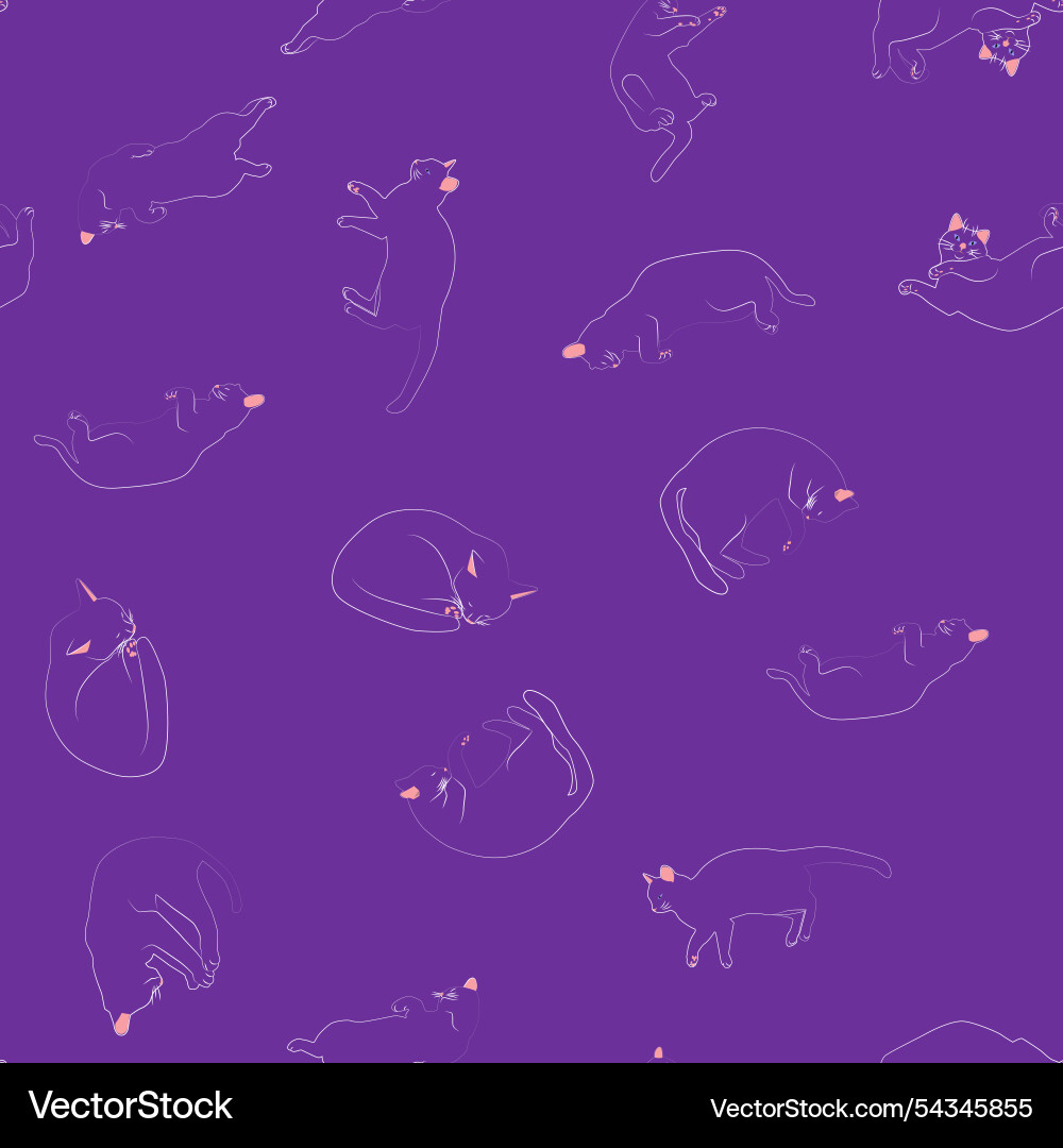 Mystical seamless pattern of cats in boho style Mystical seamless pattern of cats in boho style Vector Image