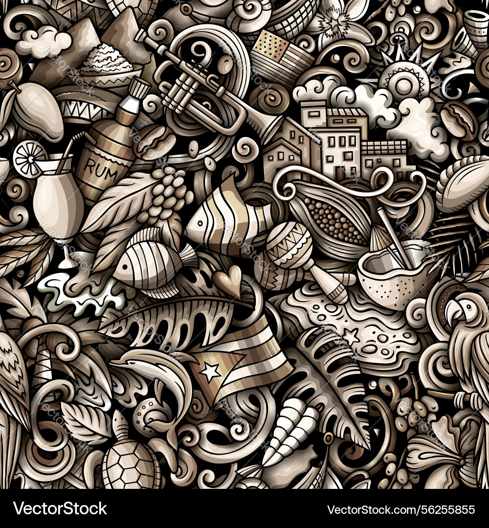 Puerto rico doodles seamless pattern Vector Image