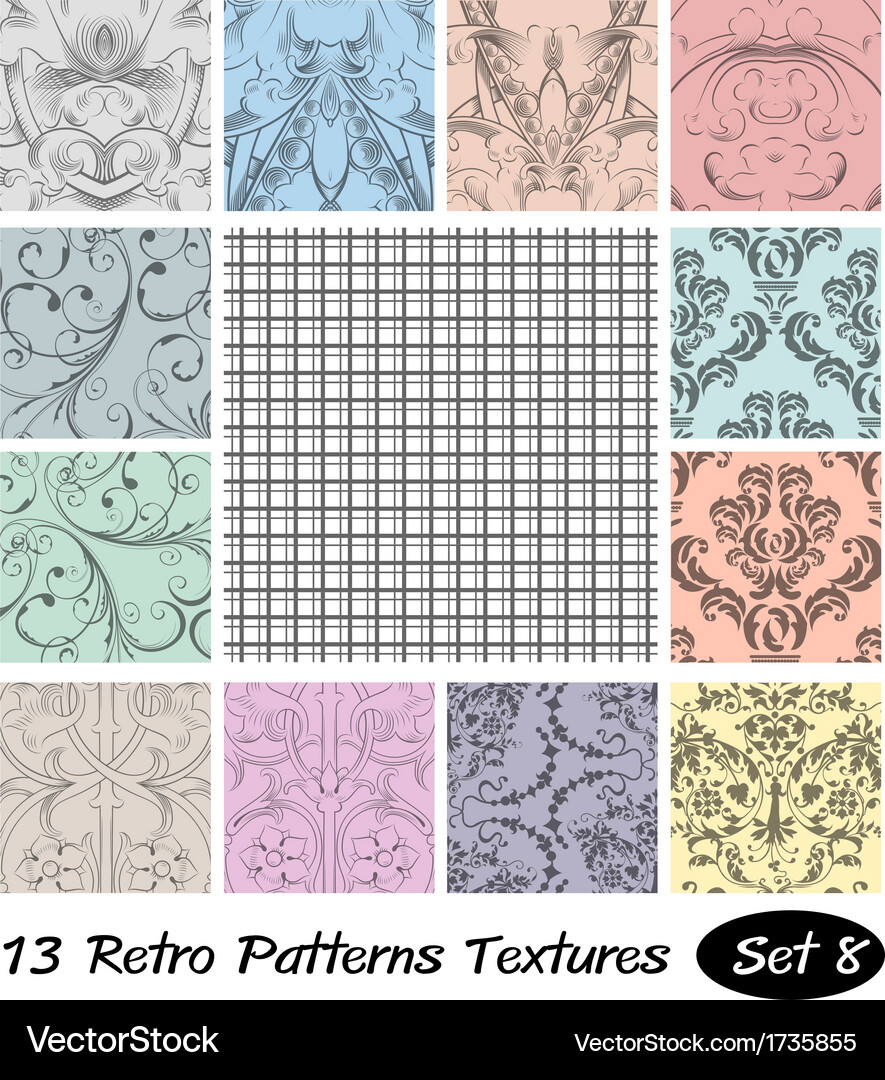 Retro Pattern Texture Set Vector Image