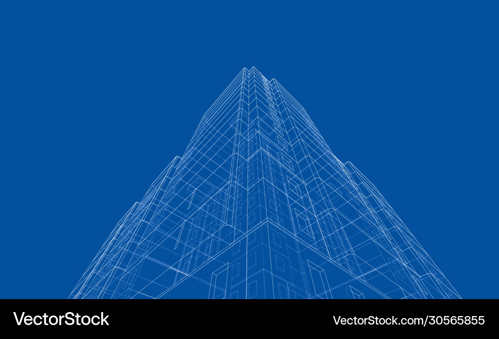 Wire-frame model a multi-storey building Wire-frame model a multi-storey building Vector Image