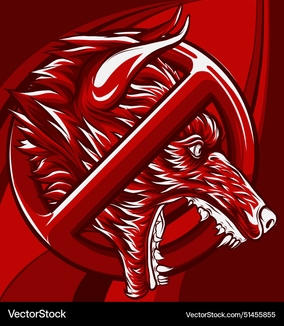Wolf in prohibiting sign emblem silhouette Vector Image