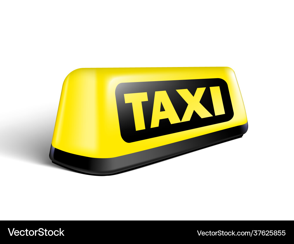 Yellow glowing taxi automobile sign with shadow Yellow glowing taxi automobile sign with shadow vector image