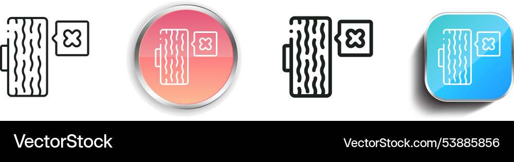 Flat tire icon thin linear regular and button Flat tire icon thin linear regular and button vector image