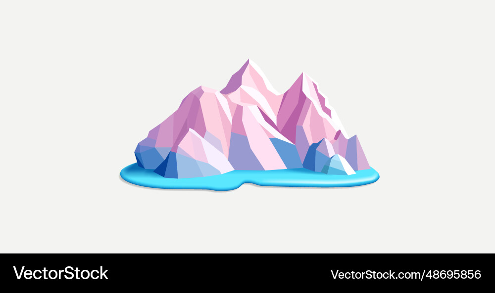 Floating iseberg or snow winter mountain poly 3d Floating iseberg or snow winter mountain poly 3d vector image
