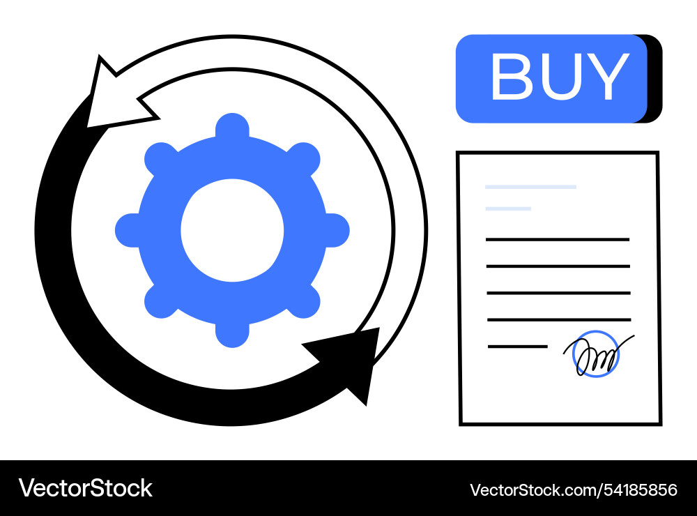 Gear with arrows representing process flow Gear with arrows representing process flow Vector Image