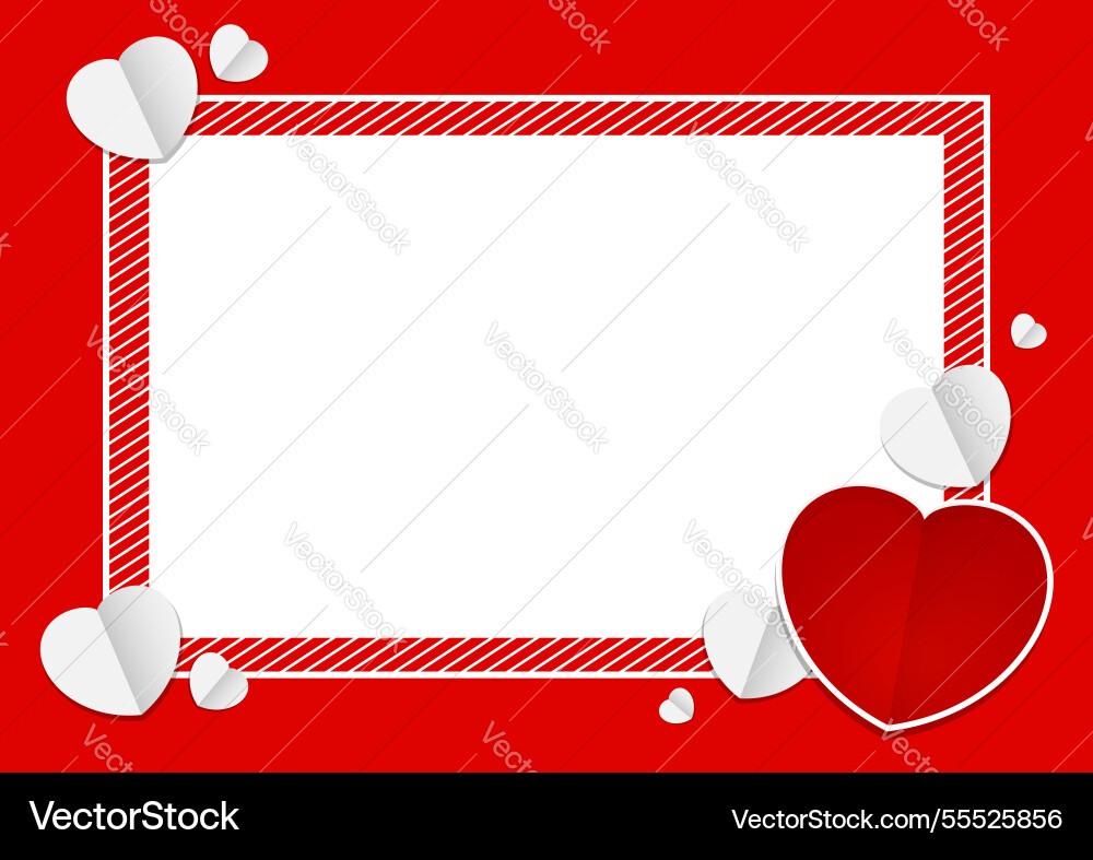 Template banner frame and heart shape red color Vector Image