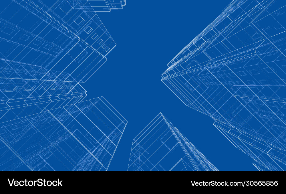 Wire-frame model a multi-storey building Vector Image