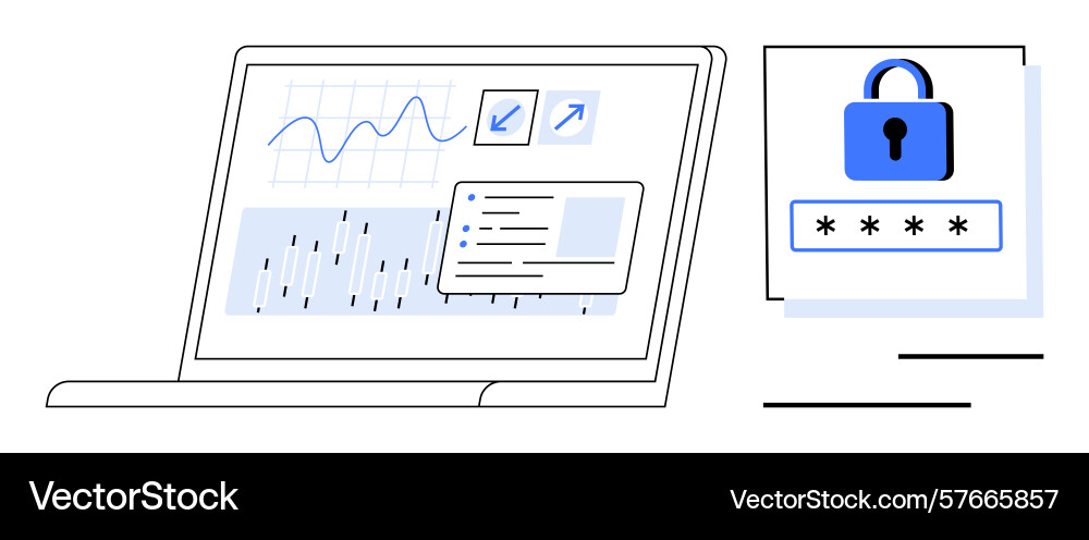 Data analysis dashboard with secure login Data analysis dashboard with secure login vector image