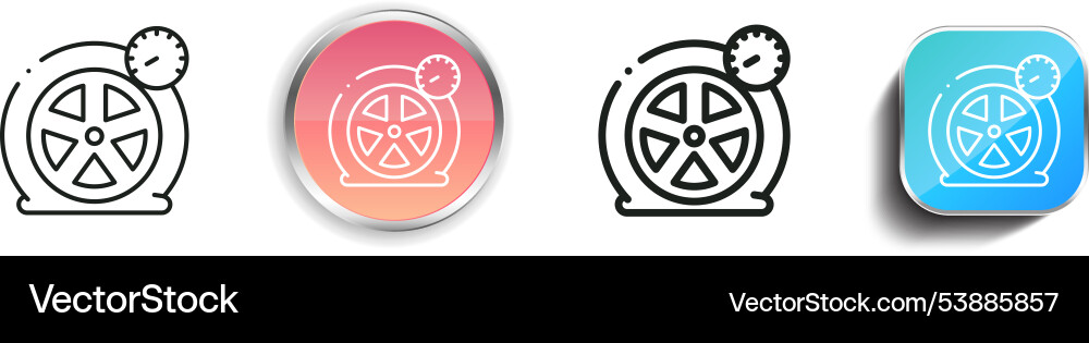 Flat tire icon thin linear regular and button vector image
