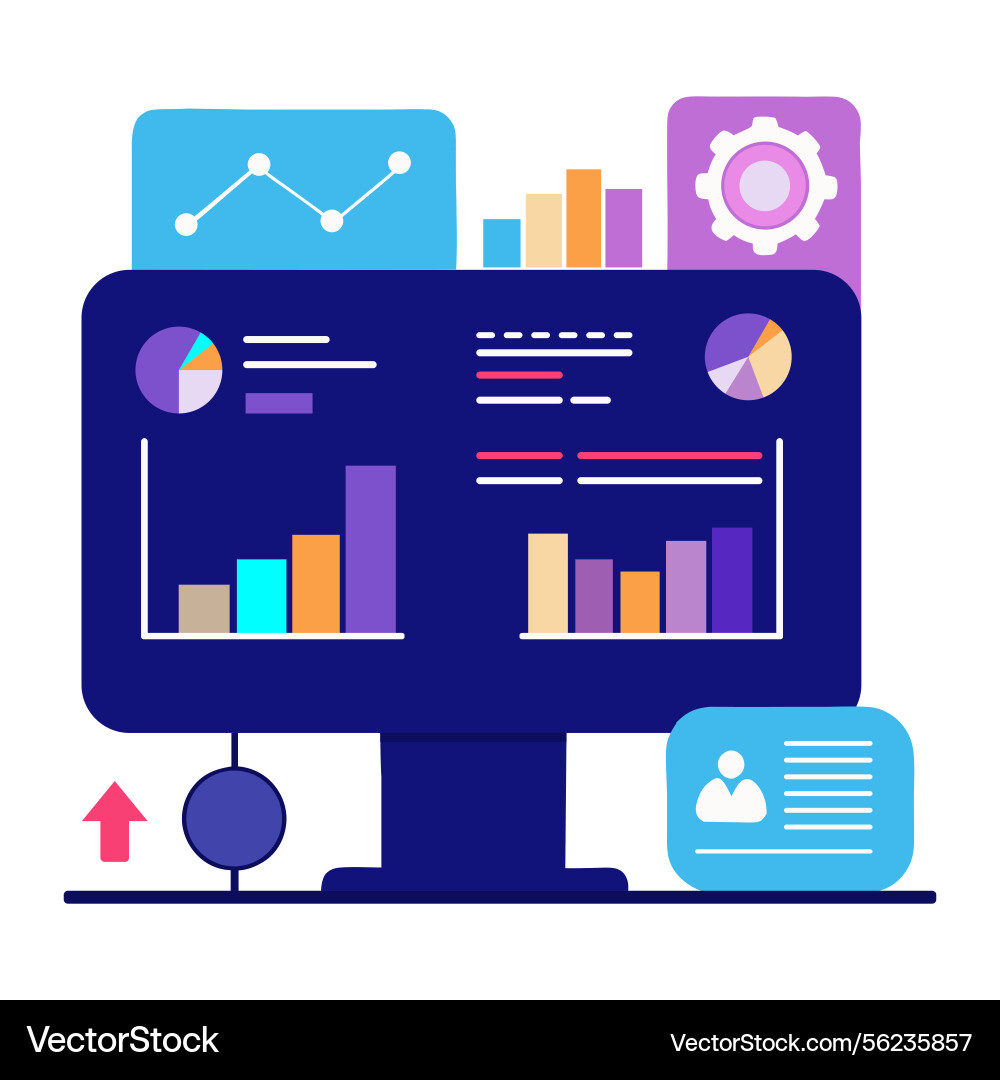 Futuristic data analytics dashboard with graphs vector image