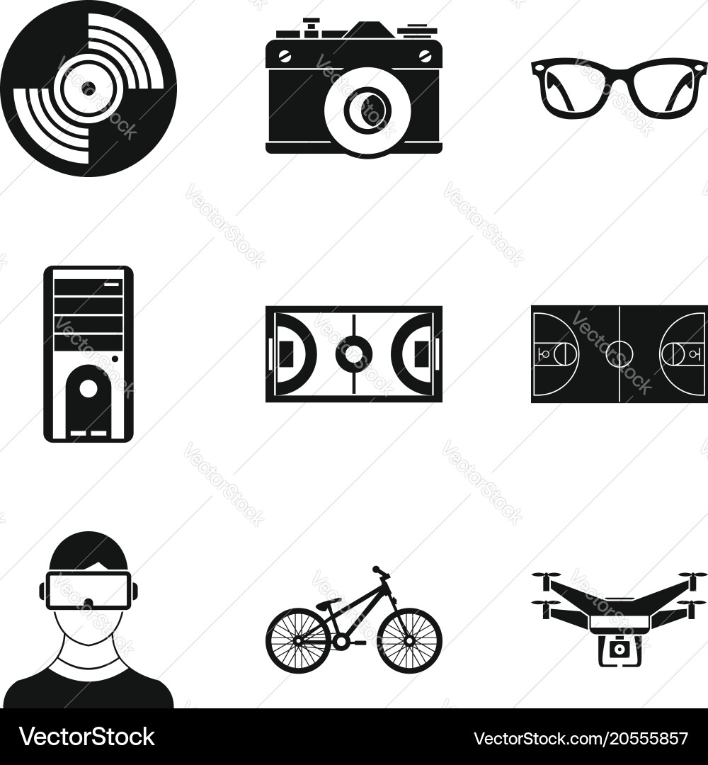 Graphic data icons set simple style Vector Image